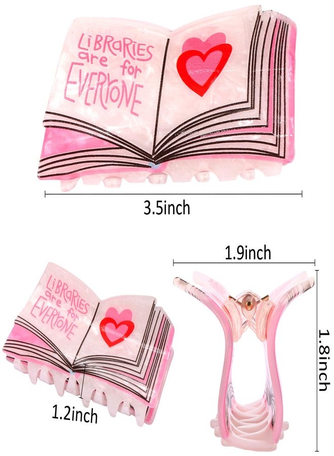 Hapdoo 1pc Funny Hair Clips, Book Shape Claw Clips Novelty Hair Accessories for Women Girls, Pink Teacher Book Claw Clips Gifts for Her - Image 2